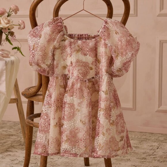 Noralee Nina Dress - Pink Peonies - Girl Size 6 - Picture 1 of 4